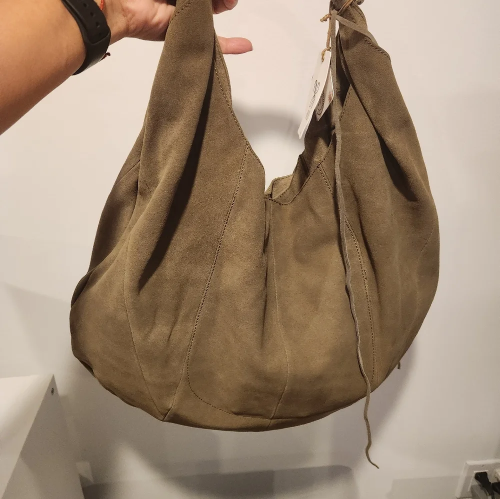 HOBO Olive Green Suede Slouch Hobo Bag